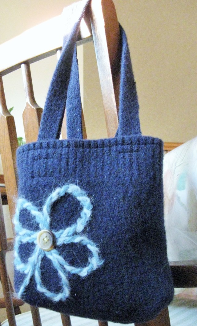 Upcycled sweater tote